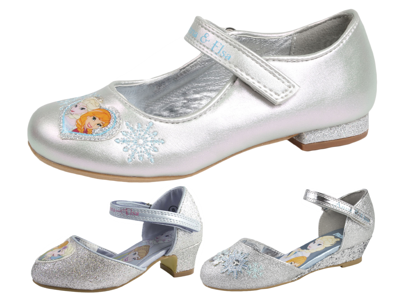 Kids Girls Disney Frozen Dress Up Shoes Glitter Princess Low Heels